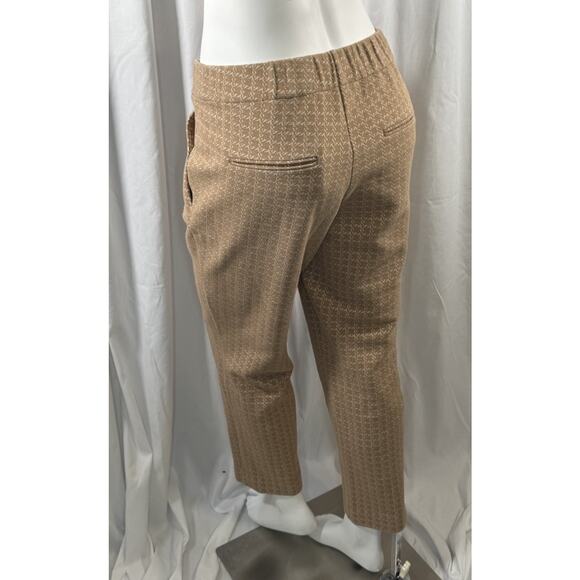 Ann Taylor Dress Textured Geo Pattern Pants Ankle Tan Ivory Cotton Blend L 87-12 - Picture 8 of 15